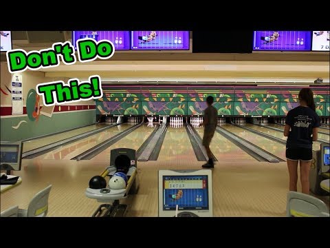 Demonstrating bowling lane etiquette