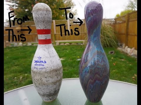 Painting on a bowling pin! Amazing results! Fluid art / acrylic pouring (74)