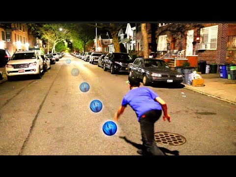 Bowling in the street with a rheoscopic fluid ball