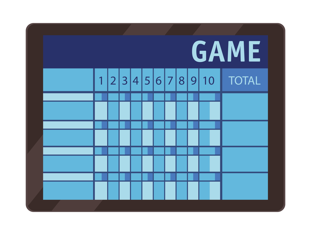 This is a mock display score board that shows bowling frames and frame total.