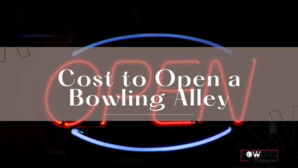In this image the word open is in red with the words cost to open a bowling alley across it. As it relates to if bowling alleys are profitable, the cost estimate to open a bowling alley must consider how bowling revenue will be made. How many bowling alleys are in the nearby vicinity, are they offering special services like catering services? What is the average household income for the bowling market? Understanding the cost to keep a lane annually, the cost of ball maintenance should all be included to open a bowling alley.