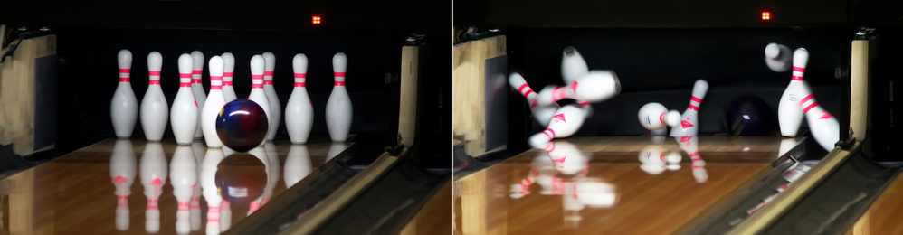 Bowler just barely cleared the 10-bowling pin after adjusting his style to use different speeds due to lane conditions.