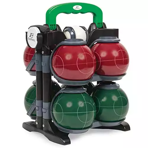 Eastpoint sports superior strength resin bocce ball set, 110mm with deluxe carry case and all accessories – for backyard, beach, park, and outdoors, fun for kids, teens and adults