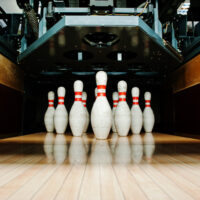 This is where the bowling pins sit on the bowling lane.