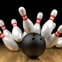 In arcade bowling games, typically, the bowling ball hit the bowling pins to score.