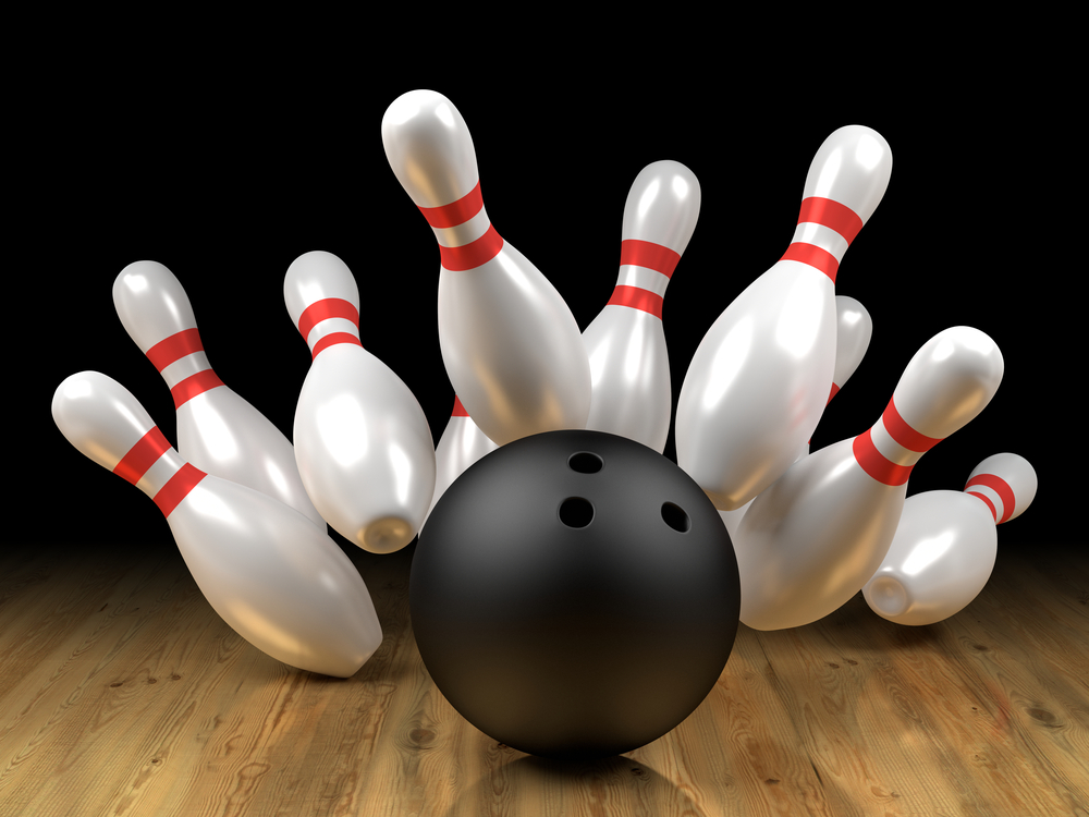In arcade bowling games, typically, the bowling ball hit the bowling pins to score.