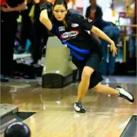 The professional bowler in black and posed after her release is one of the best female bowlers