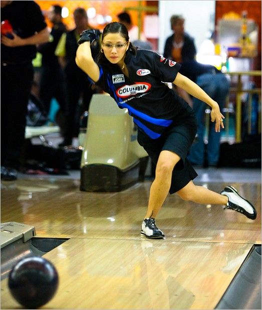 The professional bowler in black and posed after her release is one of the best female bowlers