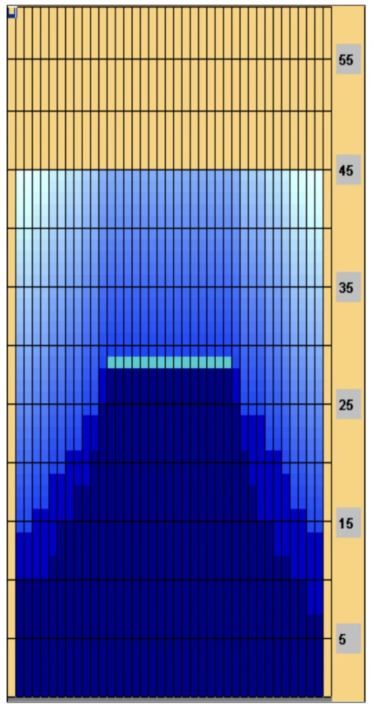 Image of the blue and white gradient oil dragon pattern and the lighter shaded part is the hook area