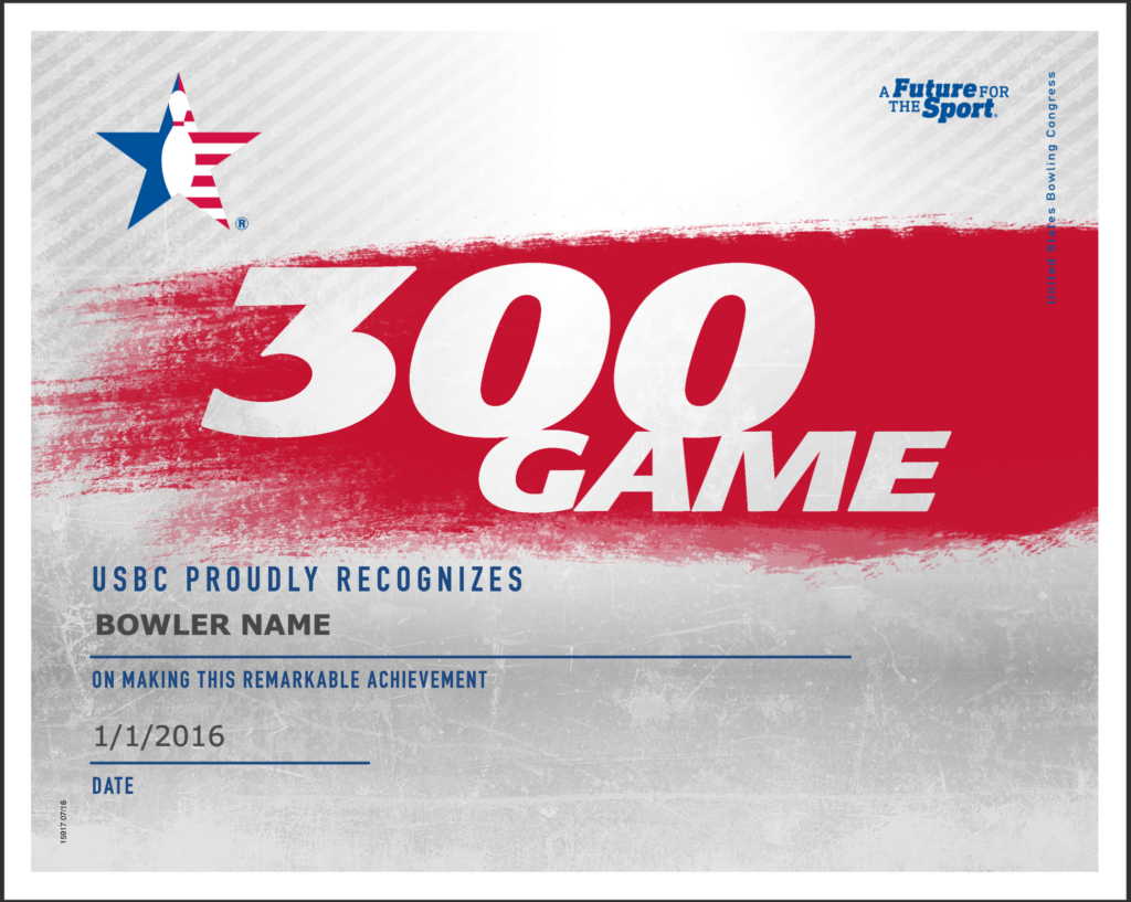 If you bowl 300 at the bowling alley, it's an unsanctioned usbc event, you can get a certificate