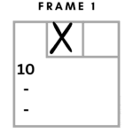 Frame 1 strikes are represented by an x