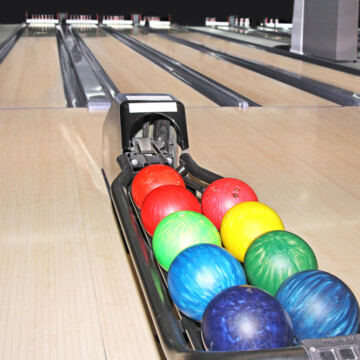 Down lane view of bowling balls return