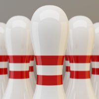 an upclose image of ten bowling pins as a gift and they wonder how much do bowling pins cost