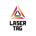 Round1 laser tag black letters with orange triangle