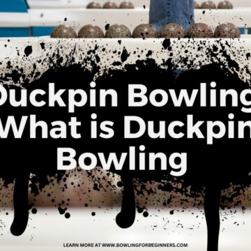 Brown speckled duckpin bowling balls on the return