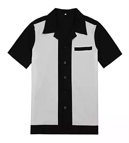 Rockabilly style casual cotton bowling shirt