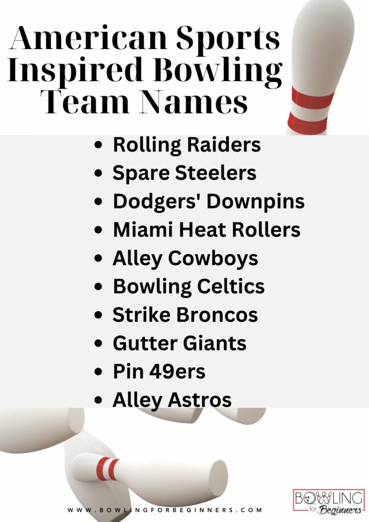 American sports team inspired bowling team names