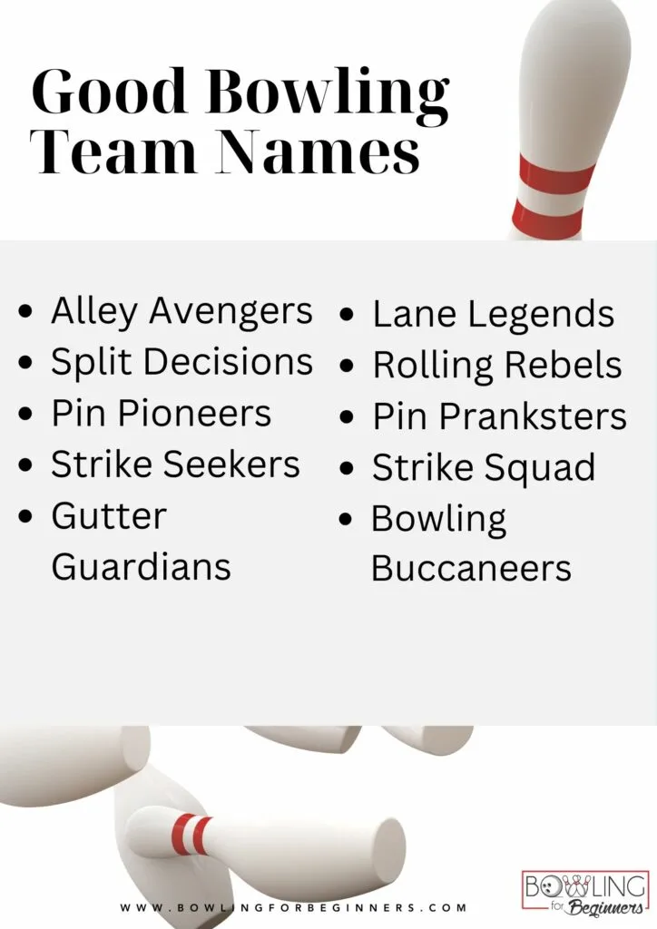 Good team names bowling team names