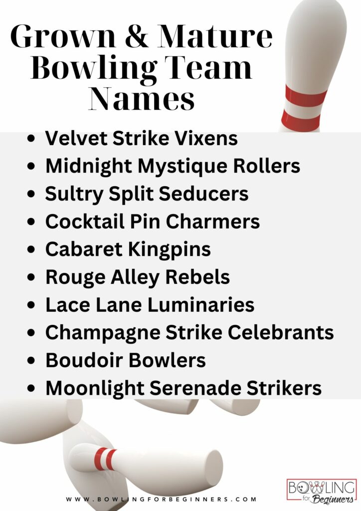 Grown mature bowling team names