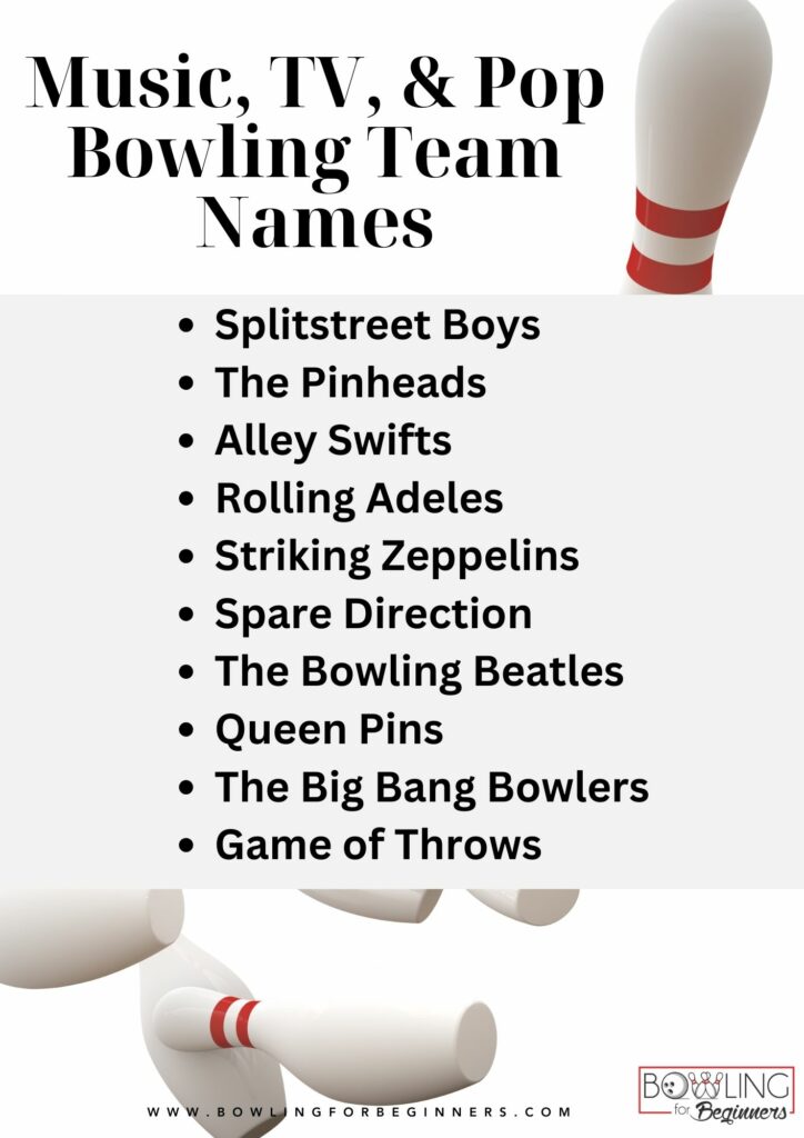 Music tv and pop culture bowling team names