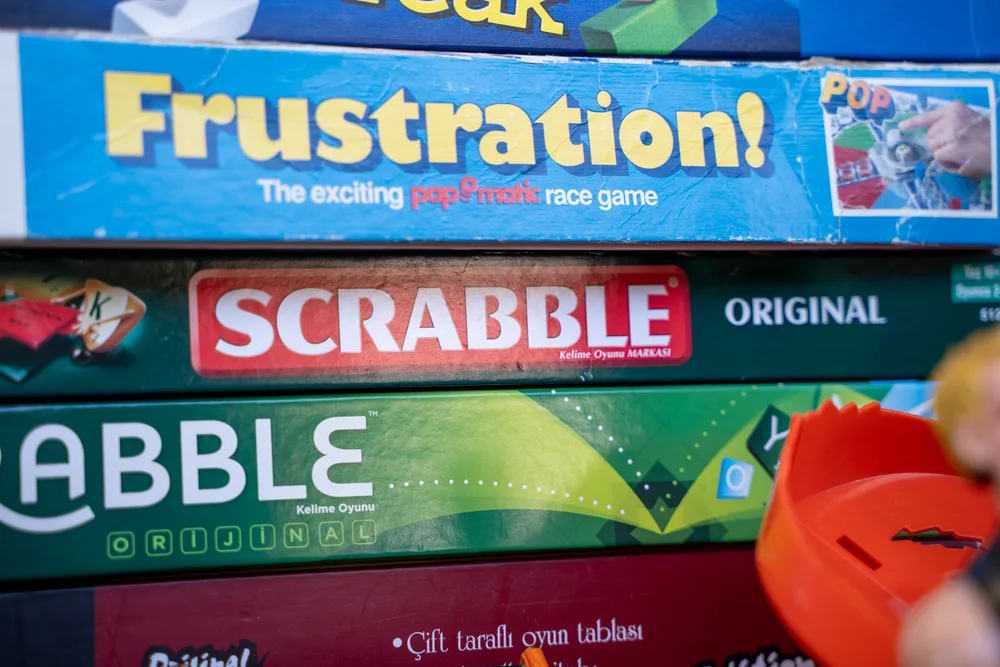 Group board games frustration, scrabble